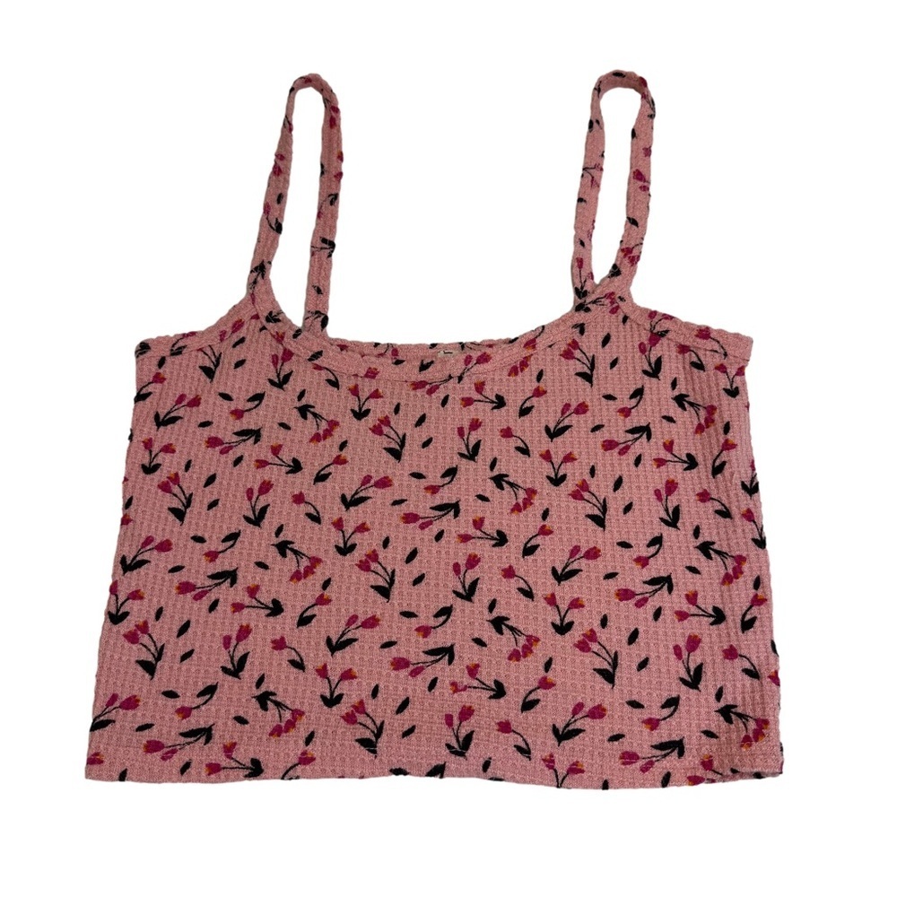 Free People Give Me More Thermal Knit Pink Floral Print Tank Top - Sz XS